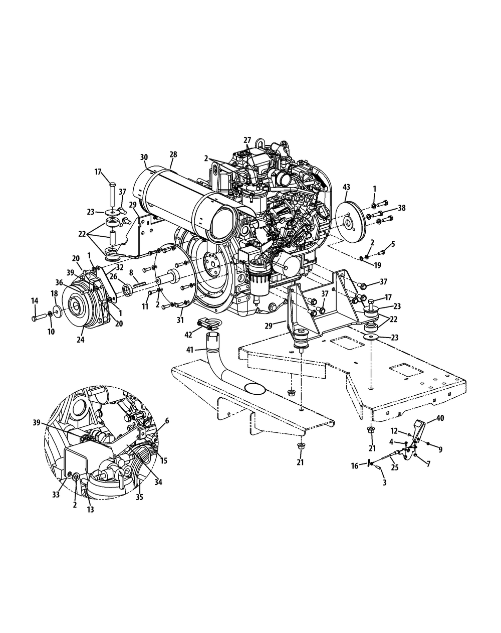 Engine Accessories Diagram and Parts List for S7232-D 53AY8DU8050-312HP Cub Cadet Lawn Tractor
